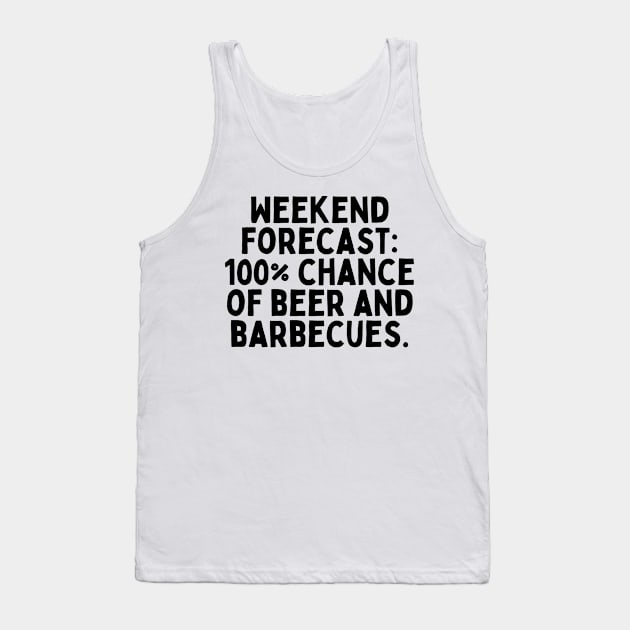 Weekend forecast: 100% chance of beer and barbecues Tshirt Tank Top by FunnyTshirtHub